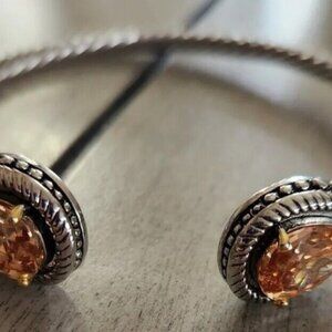 Champagne Color Double Teardrop Twisted Rope Cuff Bracelet